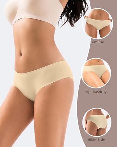 Jaywan Women's Seamless Underwear for Women 5-Pack No Show Panties for Women, Breathable Bikini Underwear for Everyday Wear