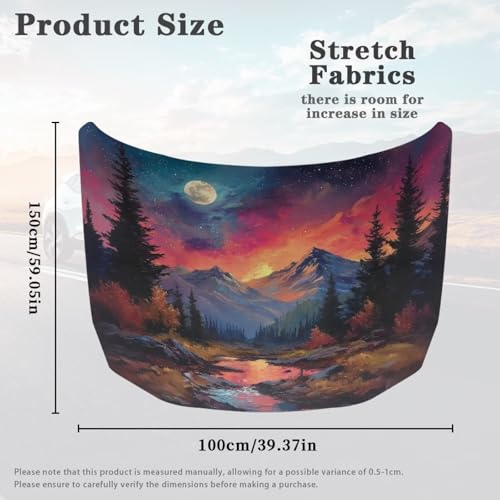 Image of Moon Mountain Car Hood Cover Polyester Elastic Fabrics Can be Washed Suitable for Large SUV and Pickup Trucks