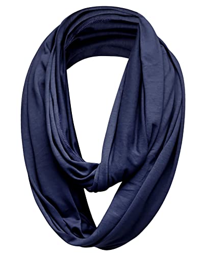 Unisex Jersey Circle Loop Infinity Plain Snood Schal Für Männer & Frauen, Tube Neck Warmer Soft 200g PREMIUM QUALITÄT 50% BAUMWOLLE Schals - 100% QUALITÄT GURANTEE (Navy...