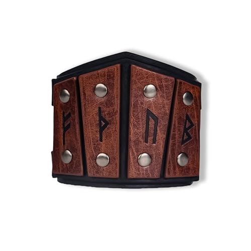 Medieval Viking Runes Faux Leather Cuff Bracelet Nordic Buckle Fastening Wristband For Cosplay3