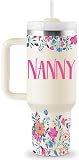 ROSTANTEN Nanny Gifts for Nanny Gifts for Grandma from Grandkids for Birthday Mothers Day Christmas 40oz Travel Cup Insulated Tumbler with Lid & Straw
