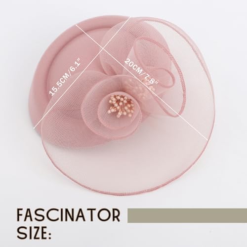 Image of DRESHOW Fascinator Hats for Women Cocktail Tea Party Hat Netted Pillbox Hat Vintage Derby Hats for Bridal Wedding