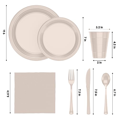 Image of Exquisite 350 Pcs Ivory Plates and Napkins Party Supplies Plate Sets