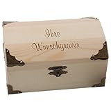 ✅ INDIVIDUELLE GRAVUR: Neben ihrem schönen Look macht auch Deine Wunschgravur auf dem Deckel die Holztruhe zu einem außergewöhnlichen Geschenk. Wir gravieren für Dich eine persönliche Widmung, Glückwünsche oder auch Namen und Daten – Bestimme Deinen Text selbst.