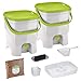 Produktbild Skaza Bokashi Organko Set (2 x 16 L) 2X Garten- und Küchenkomposter aus Recyceltem Kunststoff | Starterset mit Fermentationsaktivator Bokashi Organko 1 kg (Weiß-Limette)