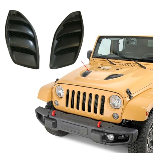 Bayyee 2Pcs Hood Vent Cover Exterior Hood Vent Cover Louvers Engine Inlet Vents for 10th Anniversary Jeep Wrangler JK 2007-2018