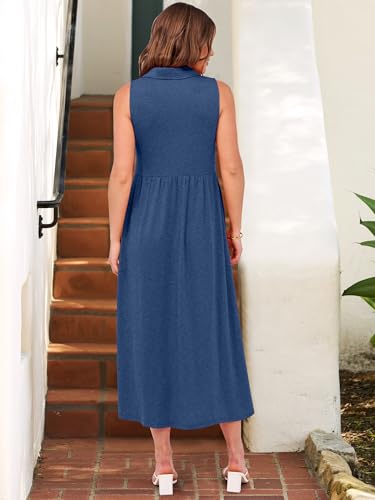 Image of ANRABESS Womens Casual Dress Summer Sleeveless V Neck Sundress Aline Flowy Beach Maxi Dresses Travel 2026 Vacation Outfits