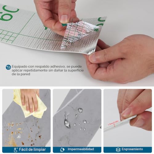 Rodapié flexible de PVC gris mármol autoadhesivo de 10cm x 10m para pared 4
