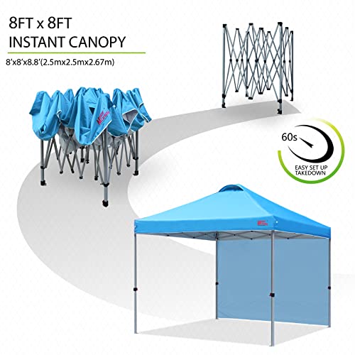 Image of MASTERCANOPY 8x8 Durable Pop Up Canopy Tent with 1 Sidewall, Sky Blue