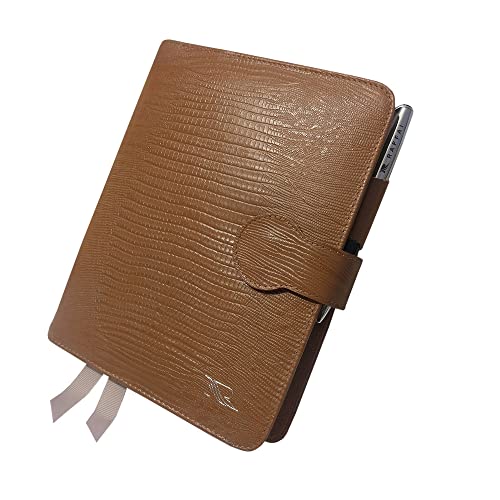 Agenda Diária Personalizada 2021 em Couro Lizard Caramelo