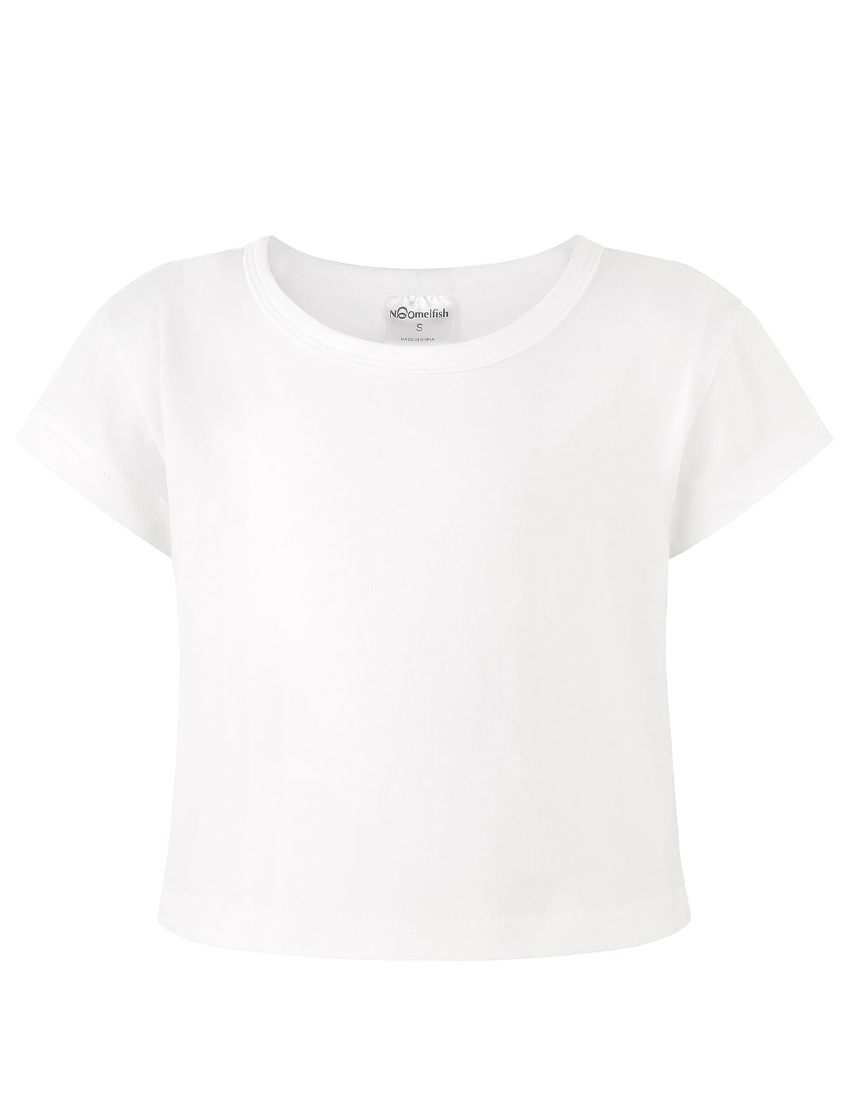 Noomelfish Girls Short Sleeve Crop Tops Kids Summer Dance Cropped T-Shirts (5-14 Years)