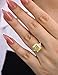 RODIFFY 4.0CT Yellow Simulated Diamond Engagement Ring,3-Stone Radiant Cut Ring,18K Yellow Gold Plated 925 Sterling Silver Promise Ring (Size:6.5)