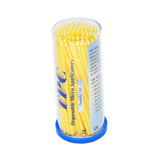 100 Pieces Dental Disposable Product Dental Micro Applicator Brush Bendable Fine Yellow