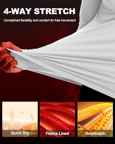 Men's Thermal Compression Shirts, Long Sleeve Fleece Lined Turtleneck Undershirt, Cold Weather Ski Base Layer Tops4