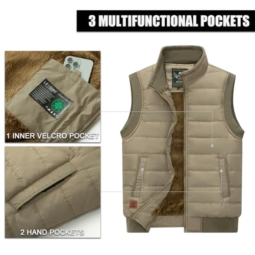Image of Msmsse Men's Outerwear Vests Winter Quilted Padded Vest Gilet Stand Collar Warm Puffer Vest