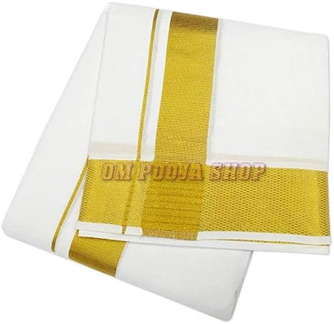 Indian Cotton Dhoti with Angavastram (Shawl) for Men