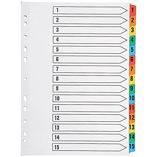 Q-CONNECT Intercalaires, A4, PP, 11 Trous, Avec Page De Garde, Jeu De Jan Dec Gris