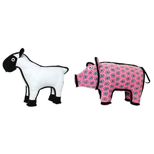 TUFFY - Worlds Tuffest Soft Dog Toy - Barnyard Pig- Multiple Layers Made Durable Strong Tough Interactive Play