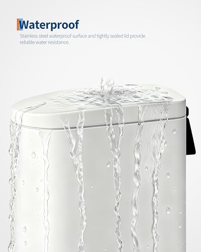 Basurero metálico Garvee de 10 L con tapa blanca miniatura 4