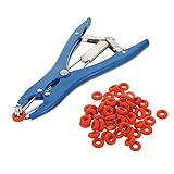 CORHAD 100個動物去勢用カッティングクランプ ステンレス製 無血式 去勢ペンチ ゴムリング付き 豚 牛 羊 鳥 尾切り プライヤー