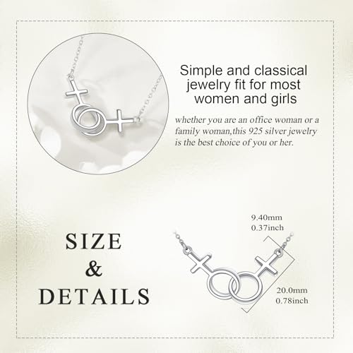 Lesbian Necklace Sterling Silver Gay & Lesbian Symbol LGBT Lesbian Pride Pendant Necklace for Couples Jewelry Gifts4