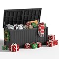 EasyUp 182 Gallon Deck Box Waterproof, UV Resistant Resin Outdoor Storage Box with Hydraulic Rod, Lockable Design and Enhanced Durability for Patio, Garden, and Poolside Use