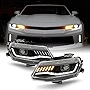 AKKON - Fits 2016-2022 Chevy Camaro [HID/Xenon Type] LED Projector Black Headlights w/Sequential Signal Pair Driver+Passenger