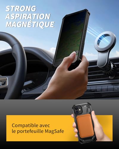 Housse iPhone 12/12 Pro blindée antichoc noire avec anneau support - 4