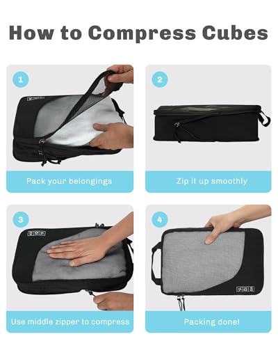 Image of 6 Set Compression Packing Cubes for Suitcases,Luggage,Travel Bag Organizer