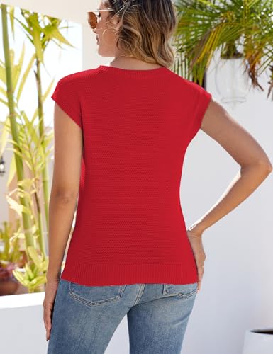 Image of CiCiBird Women Summer Cap Sleeve Sweaters Knit Crew Neck Pullover Tank Tops 2025 Casual Trendy Shirt
