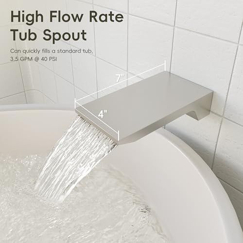 Image of Gabrylly Shower System with Tub Spout, Wall Mounted Tub Shower Faucet Set for Bathroom with High Pressure 10 inch Rain Shower head and 3-Setting Handheld Shower Head Set,Brushed Nickel