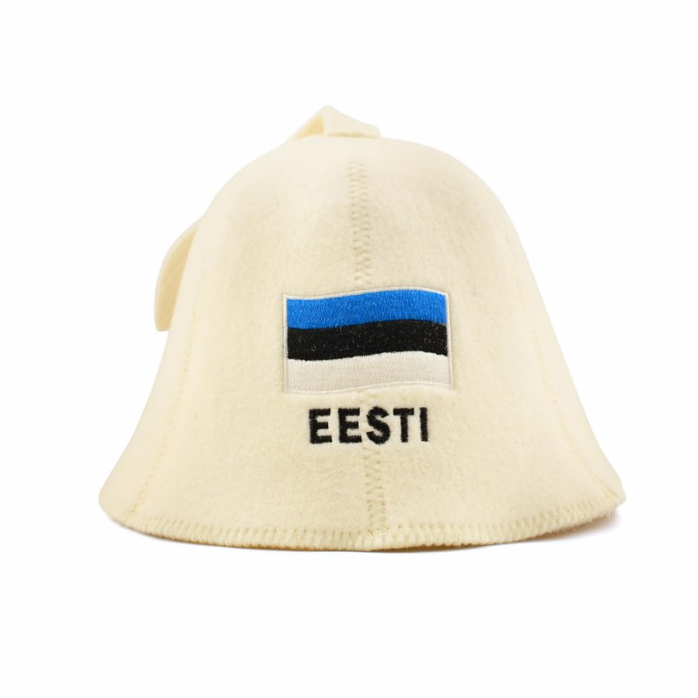 Naturalna czapka do sauny "Estonia", biała, 100% wełna organiczna, filcowa czapka do sauny dla mężczyzn i kobiet, do rosyjskiej banii, chroni głowę przed wysoką temperaturą, w zestawie