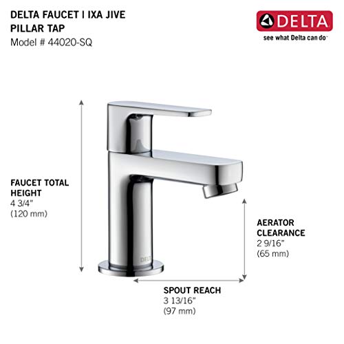 Image of DELTA FAUCET | Ixa Jive Brass Pillar Tap |Single Lever Pillar Tap | Wash Basin Pillar Tap | Water Tap for Bathroom | Premium Brass Metal Construction |Polished Chrome| 44020-SQ