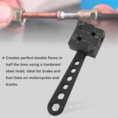Image of RULLINE 3 /16 inch & 1 /4 inch Double Flaring Tool Kit - Heavy Duty Brake Line Flarer for Auto /Motorcycle /Truck Repair (Copper /Aluminum /Steel)
