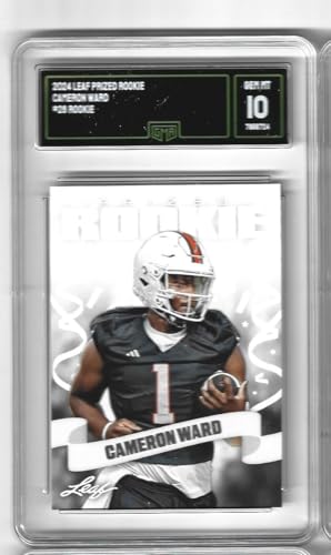 Graded Gem Mint 10 Cameron Cam Ward Football Rookie Card 2024 Leaf 28 Pro Football 1 Draft Pick Star Young Quarterback
