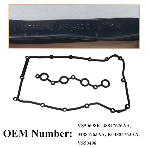 Image of VS50698R for Chrysler 200 Sebring 2.4 Engine Cylinder Valve Cover Gasket Fit for Dodge Avenger Caliber Journey 1.8 2.0 2.4L, Valve Cover Gasket Set for 2007-2017 Jeep Compass Patriot OE# K04884763AA