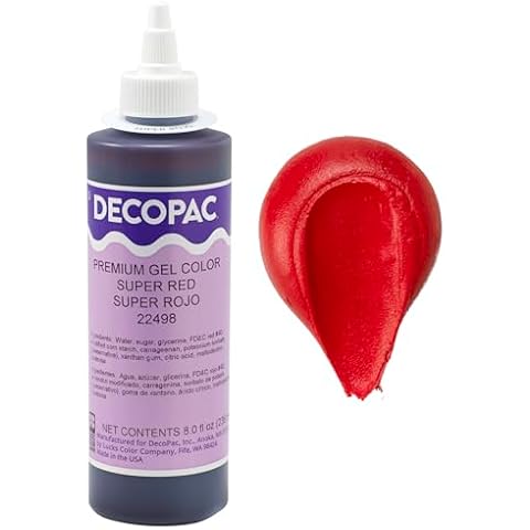 DecoPac Premium Gel Food Coloring | Super Red Food Coloring For Baking | 8oz | Color Buttercream, Fondant, Frosting & Piping Gel, Food Safe, Highly Concentrated Gel, 8 oz - Super Red Cover