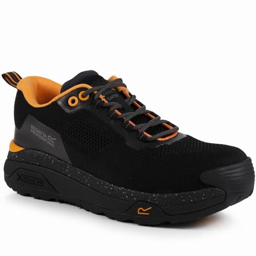 Regatta Adults Crossfort Metal Free Safety Trainers with Deep Cushioned Soles - Perfect for Workwear and Casual wear Black Grey