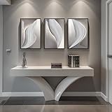 Framed Modern Abstract Wall Art for Living Room, Large Black and White, Grey Wall Decor, Bright Style 3 Piece Artwork for Walls, Paintings Pictures for Bathroom, Dining, Office 16x24 Inch