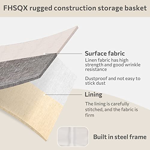 Storage Baskets For Shelves With Metal Frame- Closet Storage Bins For Organization Collapsible Rectangle Line Fabric Organizing Boxes With Handles Cubes (16X12X8 Inches(2 Pack), Beige) #TOP3