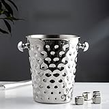Cubo de hielo de moda y creativo Acero inoxidable patrón de martillo de oro cubo hielo hielo vino tinto champagne hielo vino barril (Color : 5L 1PCS)