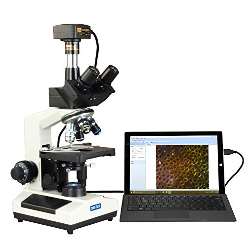 OMAX M837ZL A191BOIL C180U3 Trinocular Compound Microscope 40X 2500X with Oil Immersion Objective, LED Illumination and USB 3.0 18MP Digital Camera