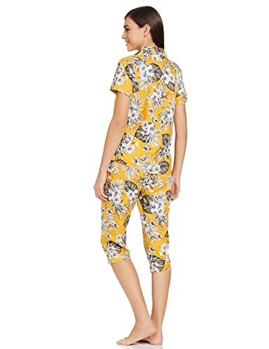 Image of Longies Women's Rayon Capri Nigh Suit Regular Set (LGRCSSYV001 Dark yellow026 XL)