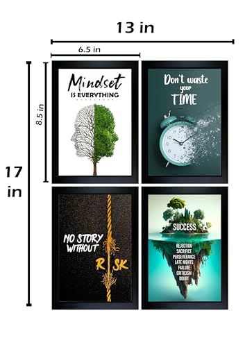 Image of CrowdHall Motivation Photo Frame | Motivation Frame | Motivational Quotes Wall Art for Living Room, Home Decor, Bedroom, Office. (Size 13 X 17 inch, 4 Frame Combo) (6.5 x 8.5 Each Frame Size)