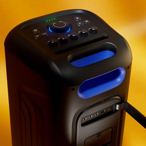 Philips TAX5000E Bluetooth Party Speaker 200W Max, Bass+, lichtshow, 14 uur batterij, TWS & Auracast, mic/gitaaringang, IPX4 spatwaterdicht, USB, AUX, bediening via app, wieltjes en handvat - Afbeelding 5