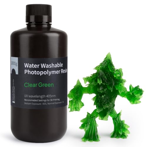Image of ELEGOO Water Washable 3D Printer Resin LCD UV-Curing Resin 405nm Standard Photopolymer Resin for Mars Saturn Jupiter MSLA DLP LCD 3D Printing 1000Gram Clear Green