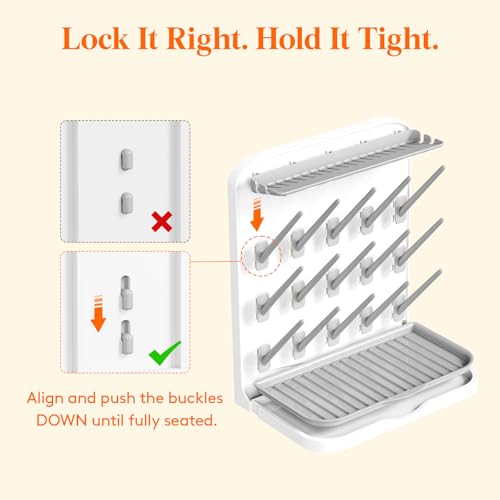 Image of Lifewit Large Baby Bottle Drying Rack 15 Hooks, Newborn Essentials Must Haves, Bottle Storage Organizer for Countertop, Cabinet, Rack Dryer Holder for Pacifiers, Pump Parts, Baby Stuff