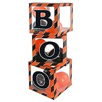 Eurowrap 3 Halloween Balloon Boxes Boo Scary Orange and Black Decoration Includes 12 Balloons and 3 Adhesive Stickers