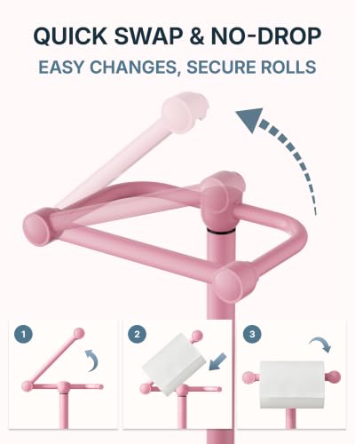Image of RARXTR Toilet Paper Holder Stand with Heavy Stable Base No Tipping Pink