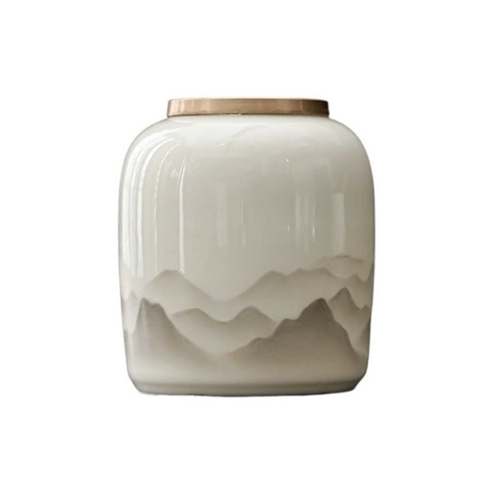 CHENGAIJIAN Tea Canister Ceramic Small Tea Canister With Sealed Lid Household Storage Jar for, Coffee, Nuts, Herb, Spice, Sugar